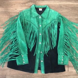 Bob Mackie Wearable Art Leather Fringe Jacket